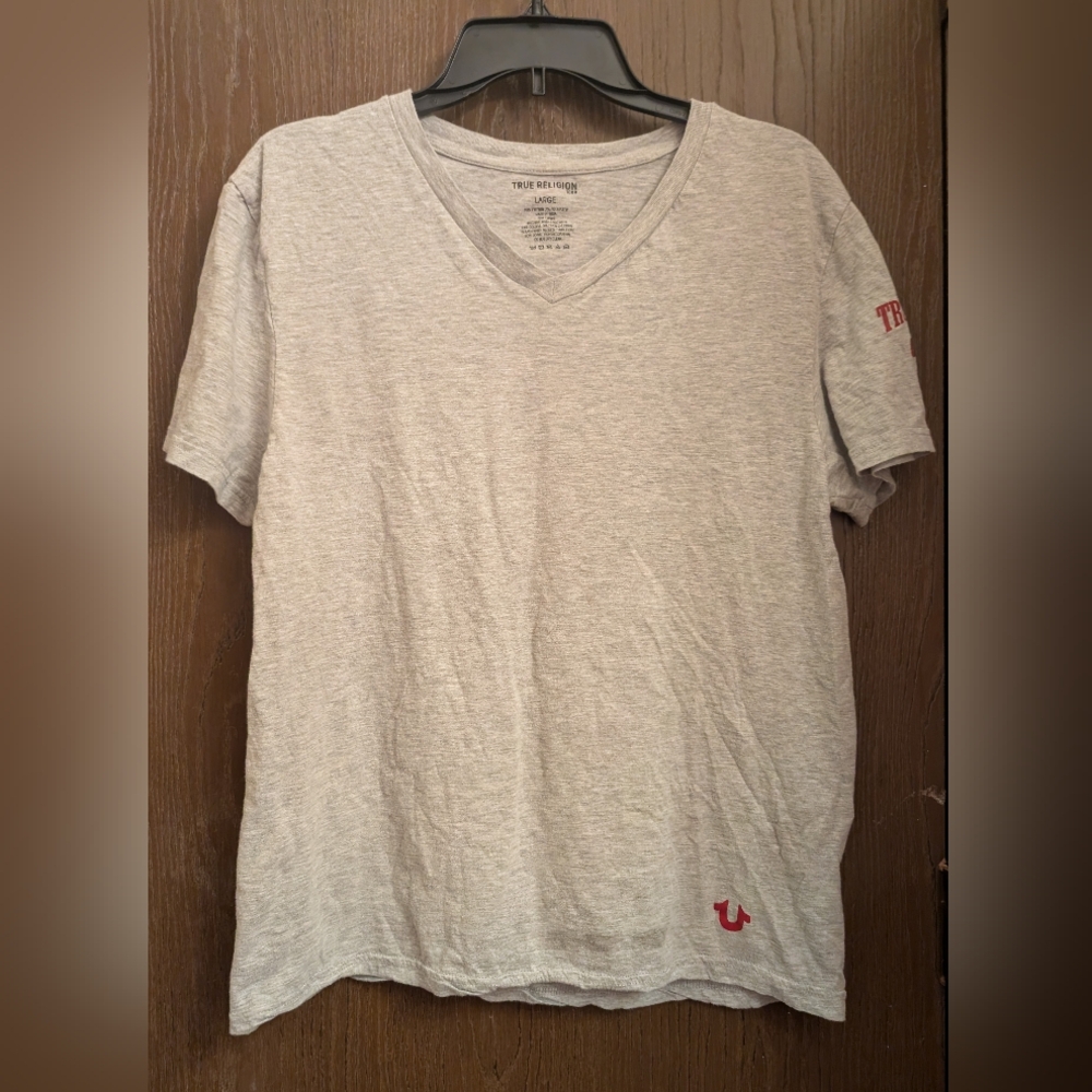 True Religion Women Sz-L Gray T-shirt LOGO
